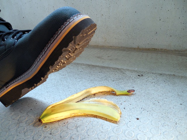 boot about to step on banana peel